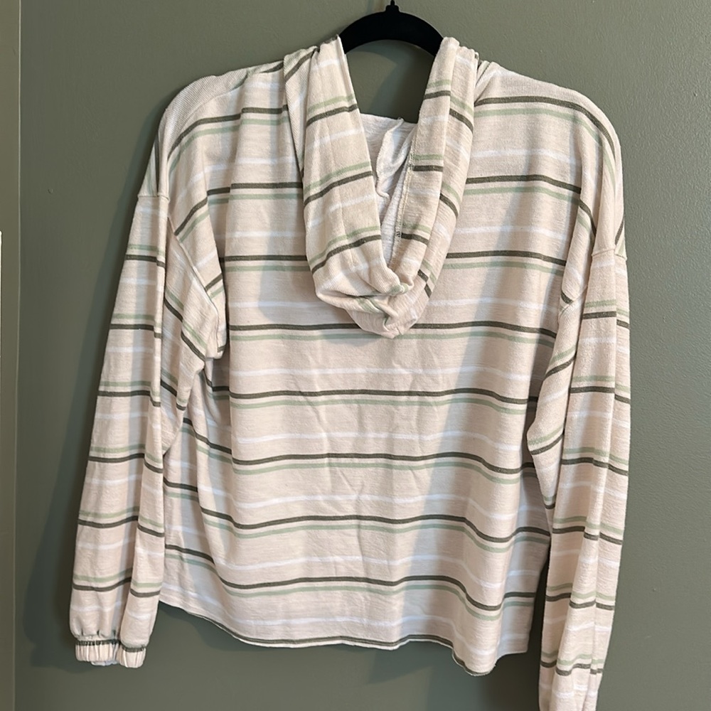 Sonoma Green and Cream Striped Hoodie - Picture 3 of 3